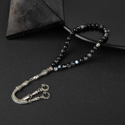 Siyah Göz Akik Doğal Taş Tesbih 33lük - 6mm - 2