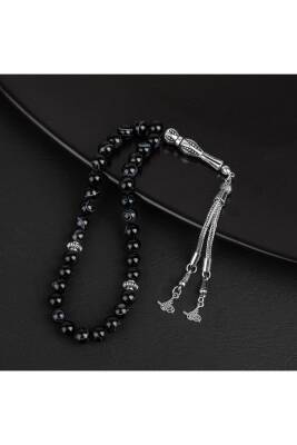 Siyah Göz Akik Doğal Taş Tesbih 33lük - 8mm - 5