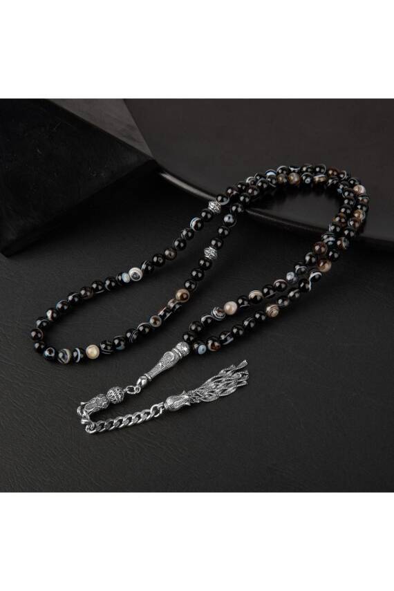 Siyah Göz Akik Doğal Taş Tesbih 99luk - 6mm - 1