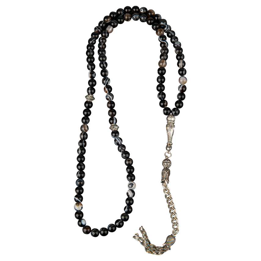 Siyah Göz Akik Doğal Taş Tesbih 99luk - 6mm - 1