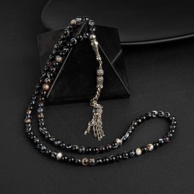 Siyah Göz Akik Doğal Taş Tesbih 99luk - 6mm - 3