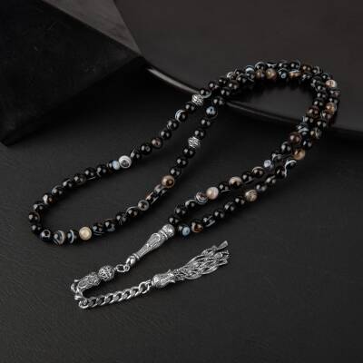 Siyah Göz Akik Doğal Taş Tesbih 99luk - 6mm - 5