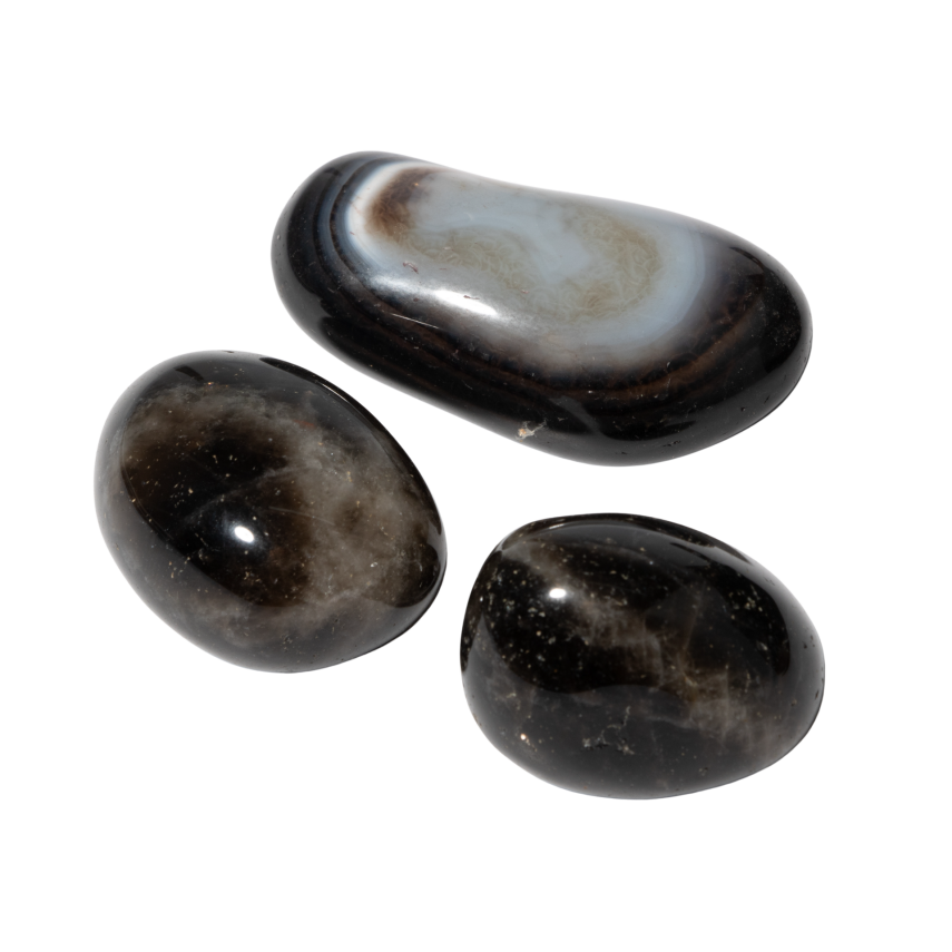 Siyah Göz Akik Doğal Taş Tımbıl El Taşı - 5