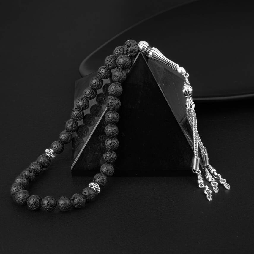 Siyah Lav Taşı Doğal Taş Tesbih 33lük - 8mm - 1