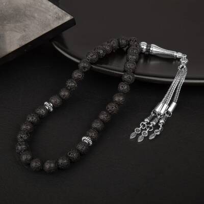 Siyah Lav Taşı Doğal Taş Tesbih 33lük - 8mm - 2