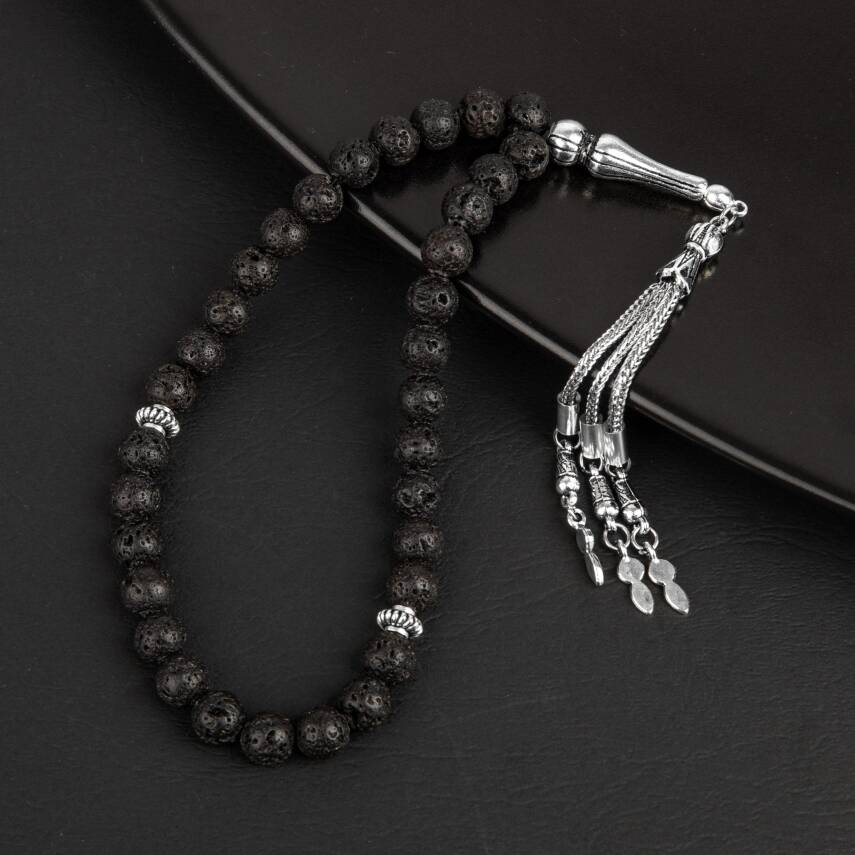 Siyah Lav Taşı Doğal Taş Tesbih 33lük - 8mm - 3