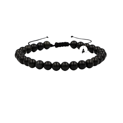 Siyah Turmalin 6mm Merdiven Kapama Doğal Taş Bileklik - Osmanlı Doğaltaş