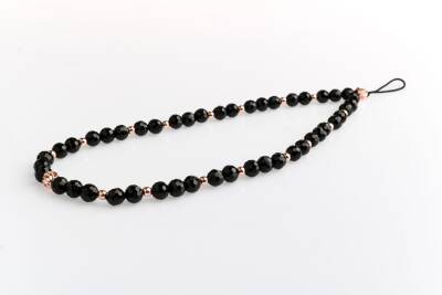 Siyah Turmalin Doğal Taş Telefon İpi - Osmanlı Doğaltaş