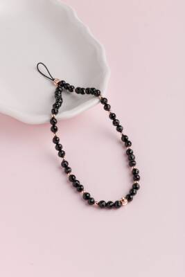 Siyah Turmalin Doğal Taş Telefon İpi - 4