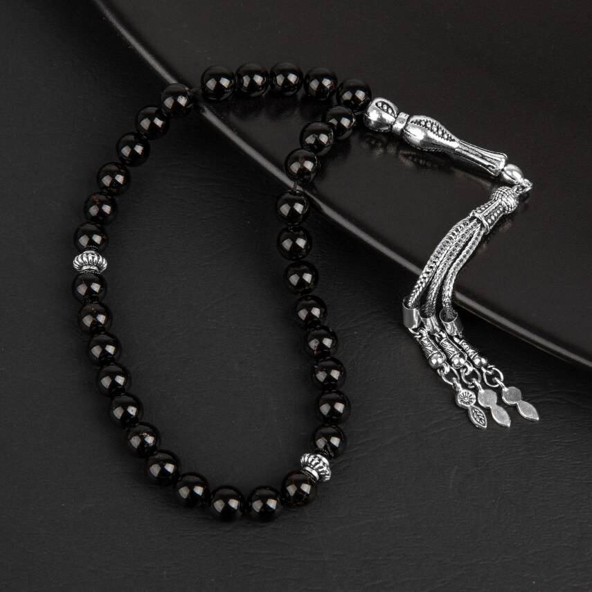 Siyah Turmalin Doğal Taş Tesbih 33lük - 8mm - 2