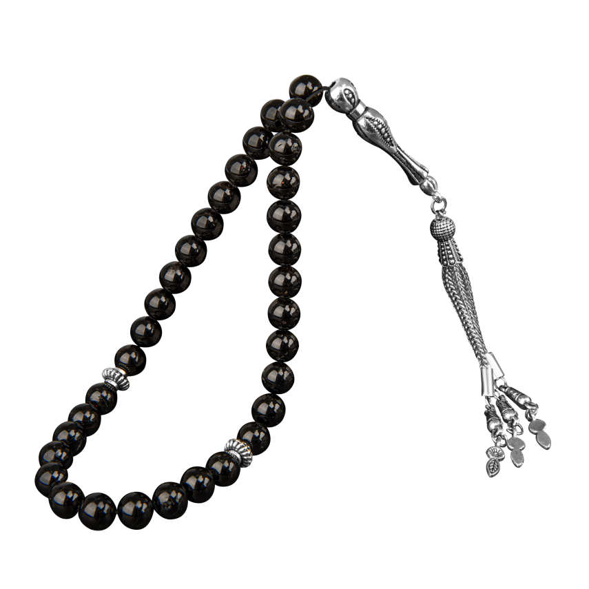 Siyah Turmalin Doğal Taş Tesbih 33lük - 8mm - 4
