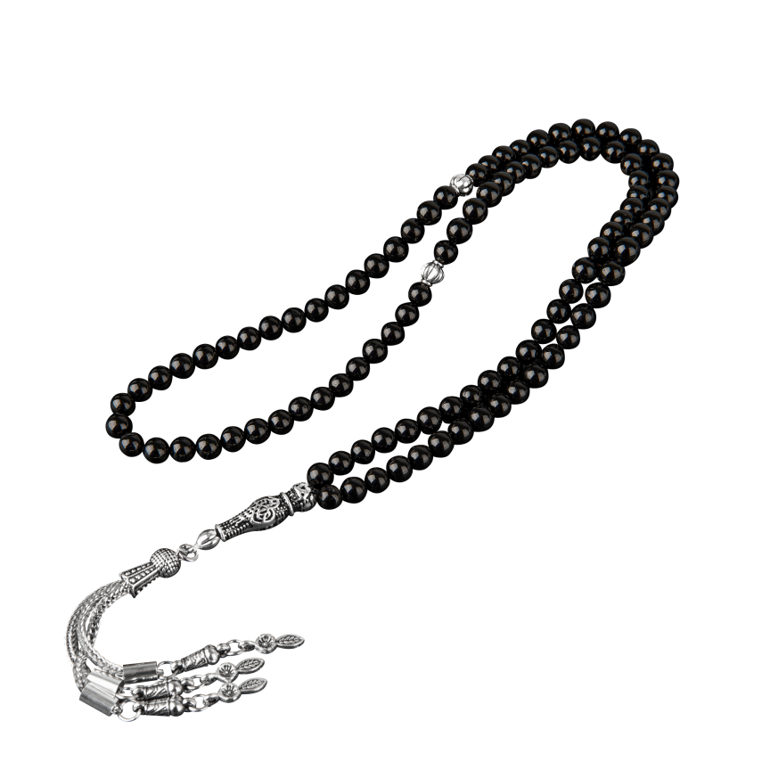 Siyah Turmalin Doğal Taş Tesbih 99luk - 6mm - 4