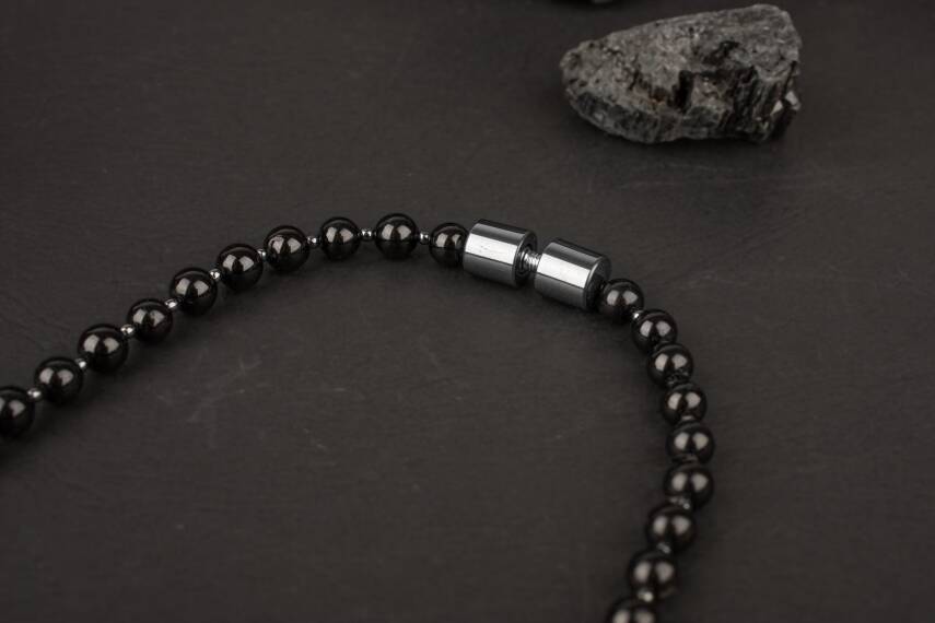 Siyah Turmalin-Lapis Lazuli-Hematit Doğal Taş Erkek Kolye - 2