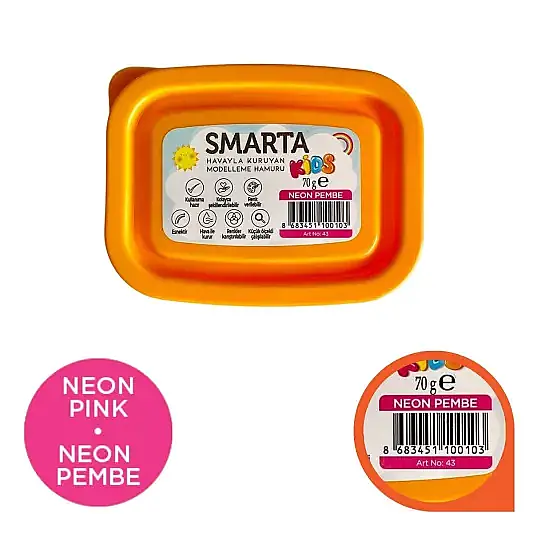 Smarta Kids Modelleme Hamuru 70 gr Neon Pembe - 5