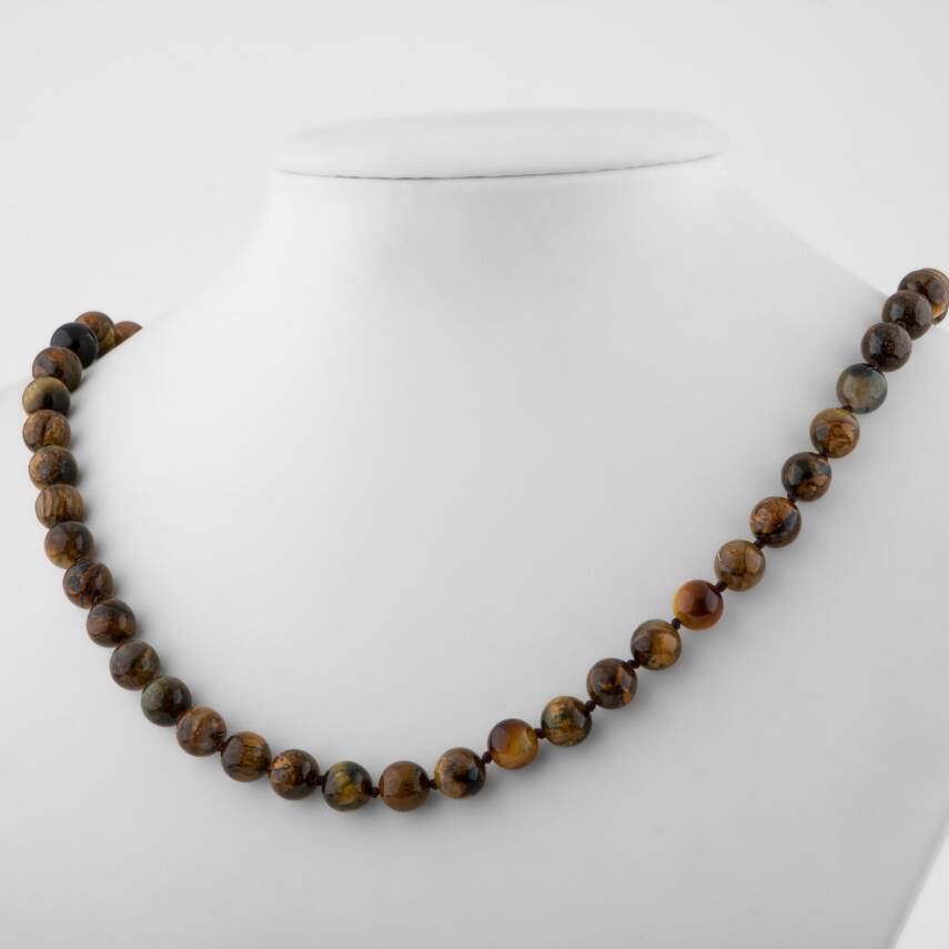 Sodalit 8 mm Düğümlü Doğal Taş Kolye - 2