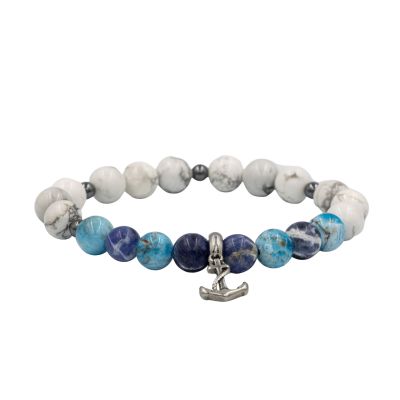 Sodalit-Buz Mavi Apatit-Havlit-Hematit Doğal Taş Erkek Bileklik - 2