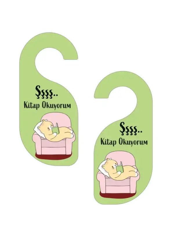 Şşş Kitap Okuyorum Kapı Askısı Kapı Uyarı Levhası - 4