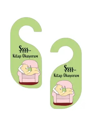 Şşş Kitap Okuyorum Kapı Askısı Kapı Uyarı Levhası - 1
