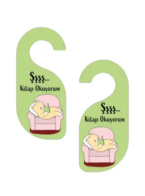 Şşş Kitap Okuyorum Kapı Askısı Kapı Uyarı Levhası - 3