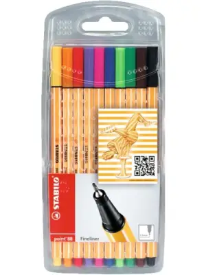 Stabilo Point 88 Keçeli Kalem 10 Lu İnce Uç Askılı Paket - 1