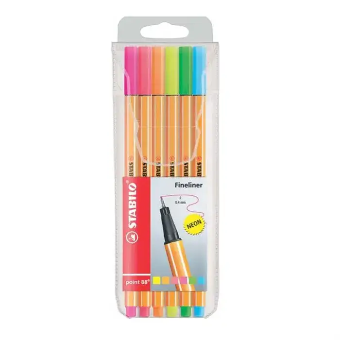 Stabilo Point 88 Keçeli Kalem Neon Renk 6 Lı İnce Uç - 1