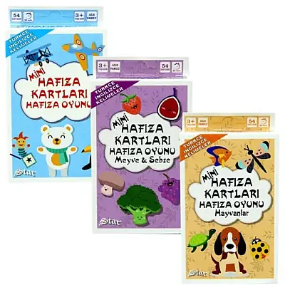Star Mini Hafıza Oyun Kartları Karışık Görseller - 1
