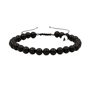 Şungit 6mm Merdiven Kapama Doğal Taş Bileklik - Osmanlı Doğaltaş