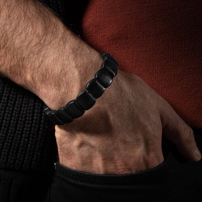 Şungit Doğal Taş Geniş Kesim Bileklik - 1