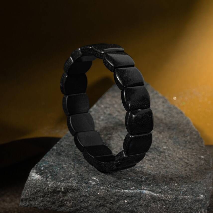 Şungit Doğal Taş Geniş Kesim Bileklik - 2