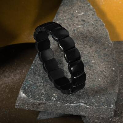 Şungit Doğal Taş Geniş Kesim Bileklik - 3