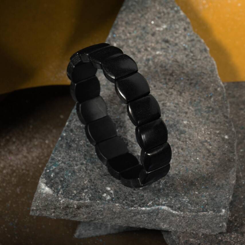 Şungit Doğal Taş Geniş Kesim Bileklik - 3