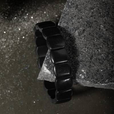 Şungit Doğal Taş Geniş Kesim Bileklik - 4