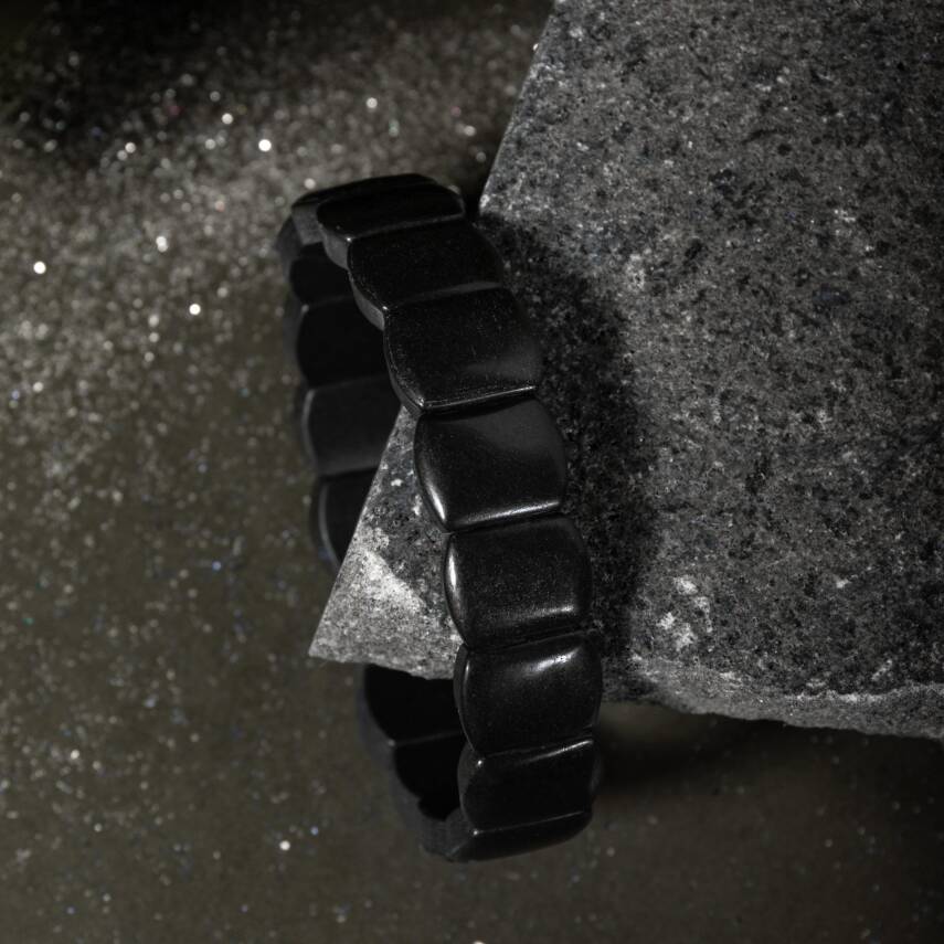 Şungit Doğal Taş Geniş Kesim Bileklik - 4