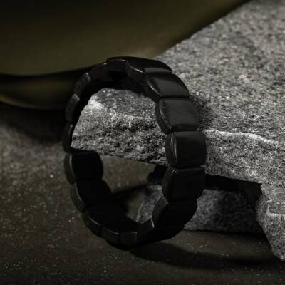 Şungit Doğal Taş Geniş Kesim Bileklik - 5