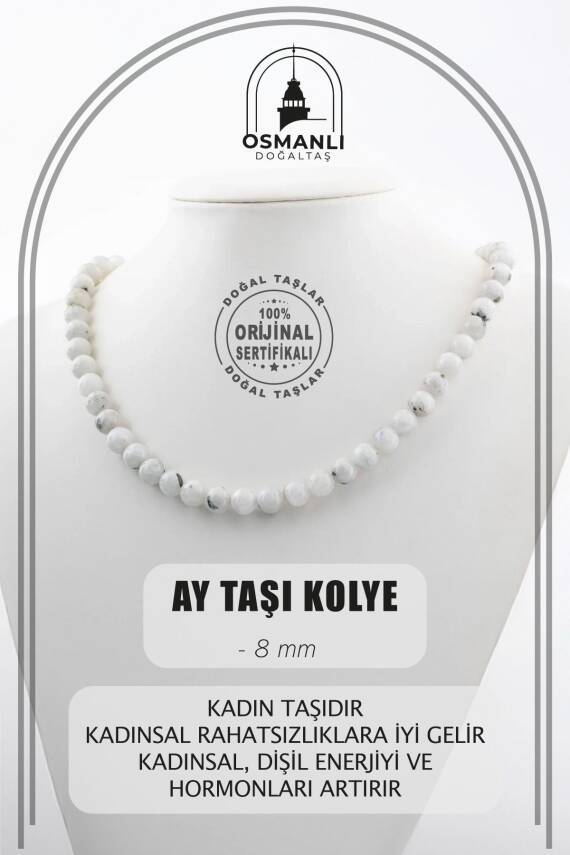 Süt Opal 6 mm Dizi Doğal Taş Kolye - 2