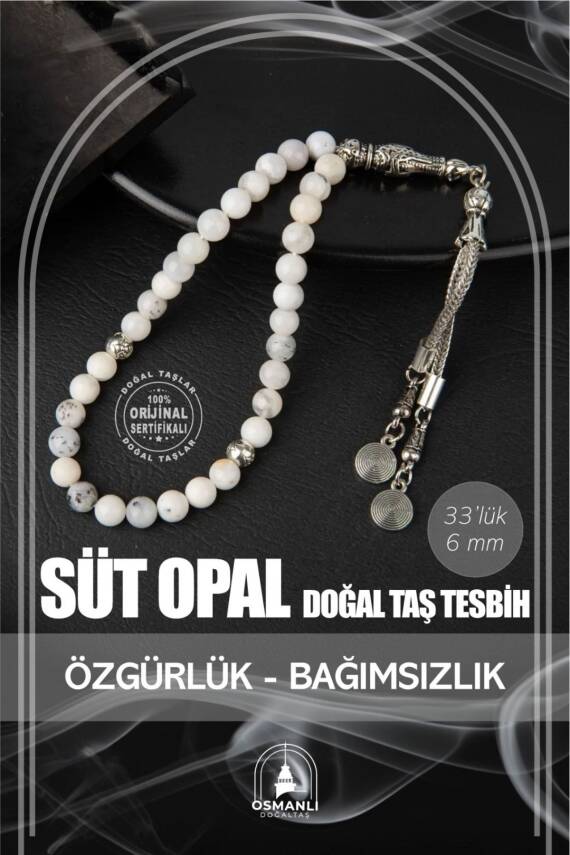 Süt Opal Doğal Taş Tesbih 33lük - 6mm - 2