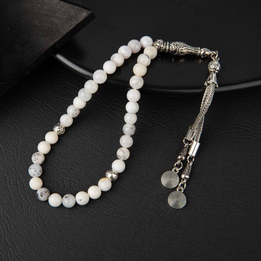 Süt Opal Doğal Taş Tesbih 33lük - 6mm - 1