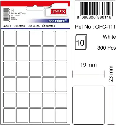 Tanex Ofc 111 Ofis Etiketi 19 x 23 mm Beyaz 10 Lu - 1