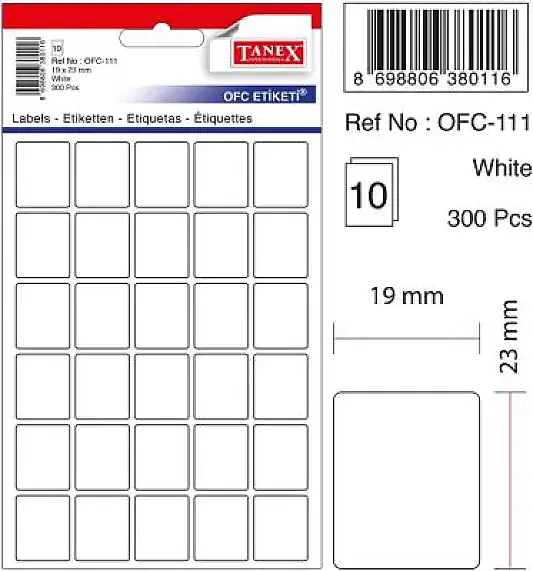 Tanex Ofc 111 Ofis Etiketi 19 x 23 mm Beyaz 10 Lu - 1