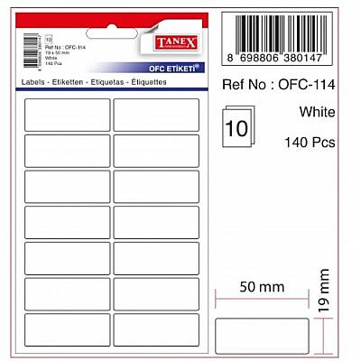 Tanex Ofc 114 Ofis Etiketi 50 x 19 mm Beyaz 10 Lu - Tanex (1)