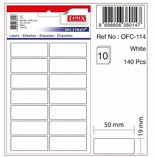 Tanex Ofc 114 Ofis Etiketi 50 x 19 mm Beyaz 10 Lu - 2