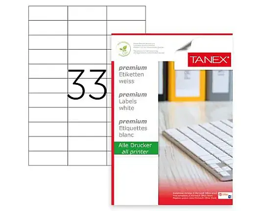 Tanex Ofc 117 Ofis Etiketi 40 x 23 mm Beyaz 10 Lu - 1
