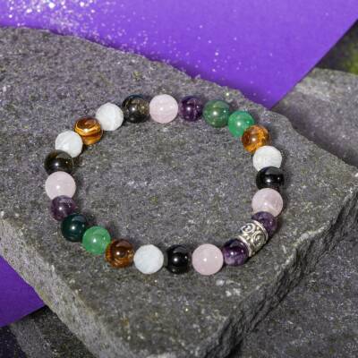 Terazi Burcu Bileklik Akuamarin, Dumanlı Kuvars, Güneş Taşı, Krizokol, Obsidyen, Siyah Turmalin - 3