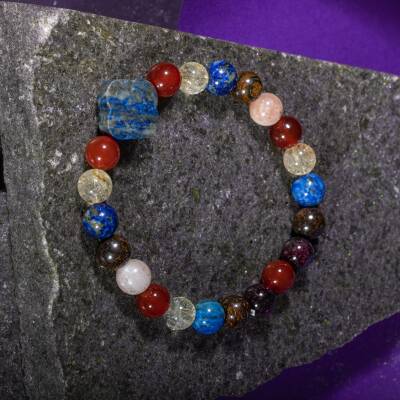 Terazi Burcu Bileklik Akuamarin, Dumanlı Kuvars, Kırmızı Akik, Lapis Lazuli - Osmanlı Doğaltaş