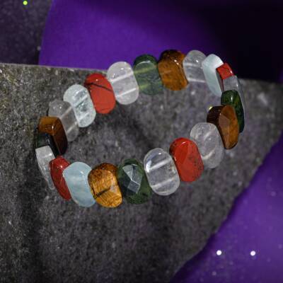 Terazi Burcu Bileklik Ametist, Dumanlı Kuvars, Güneş Taşı, Kırmızı Akik, Labradorit, Lapis Lazuli, Pembe Kuvars - Osmanlı Doğaltaş