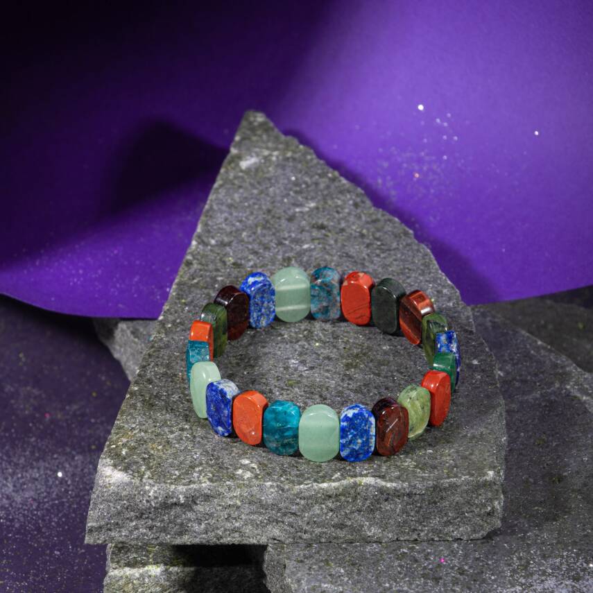 Terazi Burcu Bileklik Ametist, Dumanlı Kuvars, Güneş Taşı, Kırmızı Akik, Labradorit, Lapis Lazuli, Pembe Kuvars - 4