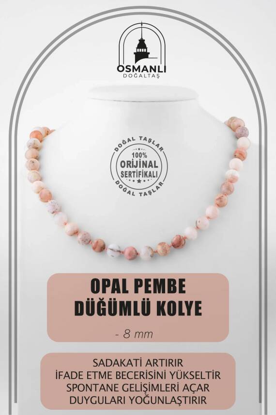 Trehartz 8 mm Düğümlü Doğal Taş Kolye - 3