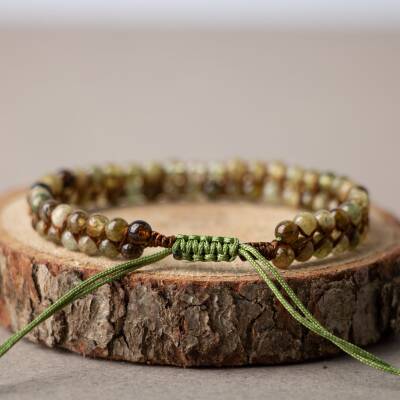 Tsavorit Lal 4mm Çift Sıra Doğal Taş Bileklik - 2