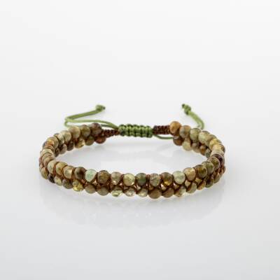 Tsavorit Lal 4mm Çift Sıra Doğal Taş Bileklik - 3