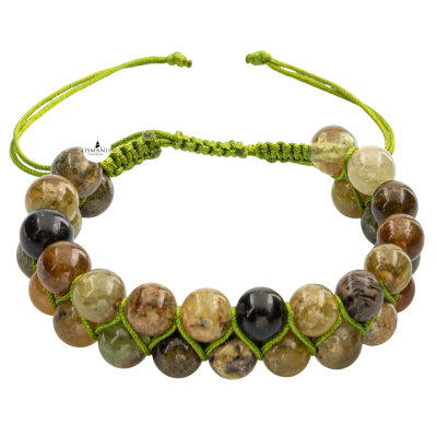 Tsavorit Lal 8mm Çift Sıra Makrome Doğal Taş Bileklik - 2